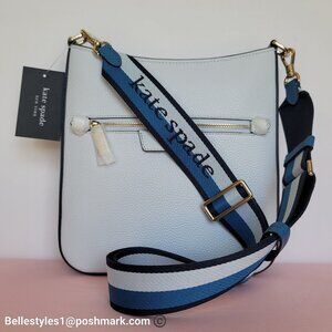 KATE SPADE Hudson Pebbled Leather Messenger Crossbody Bag- Pale Sapphirine multi